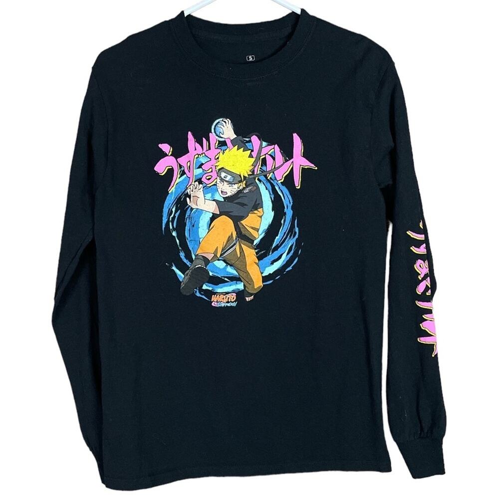 Naruto Shippuden Black Long Sleeve Shonen Jump Anime T-Shirt SZ Small